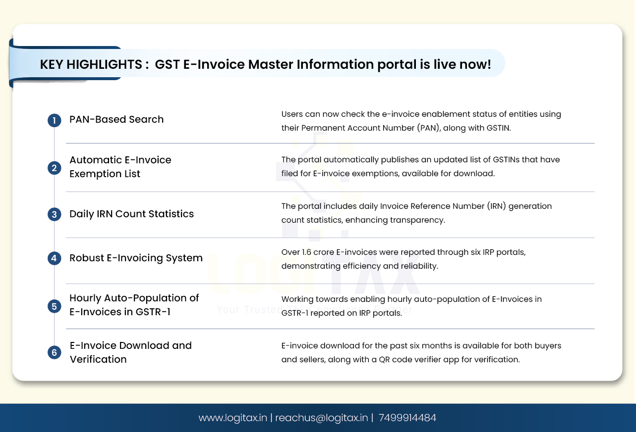 GST E-invoice Master Information portal is live now