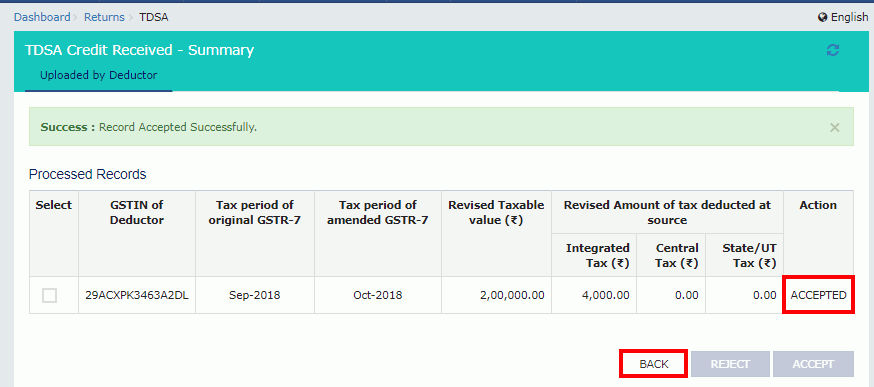 Filing GST form TDS and Credit received image 15