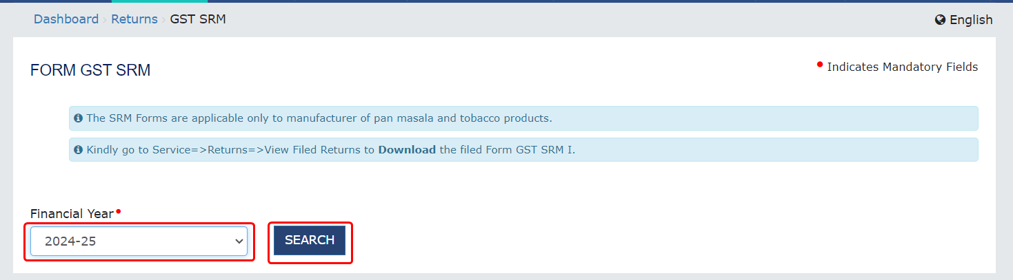 Form GST- SRM- I is now live on the portal!