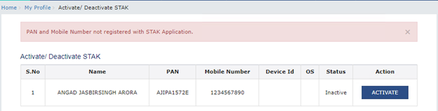 How to activate STAK under GST ?