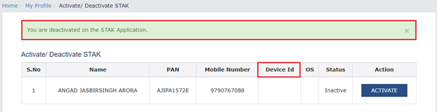 How to activate STAK under GST ?