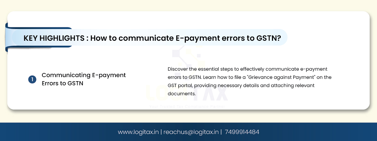 How to communicate e-payment errors to GSTN?