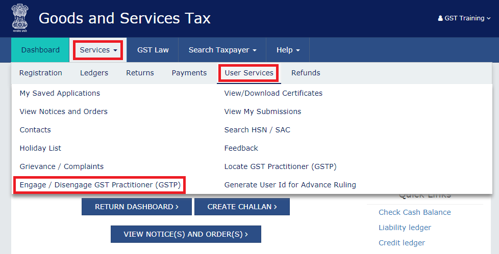 How to engage GST practitioner on portal