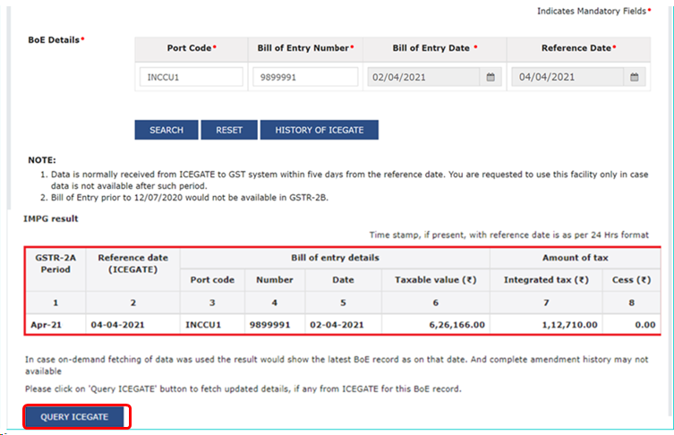 How to search for Bill of Entry on the GST portal?