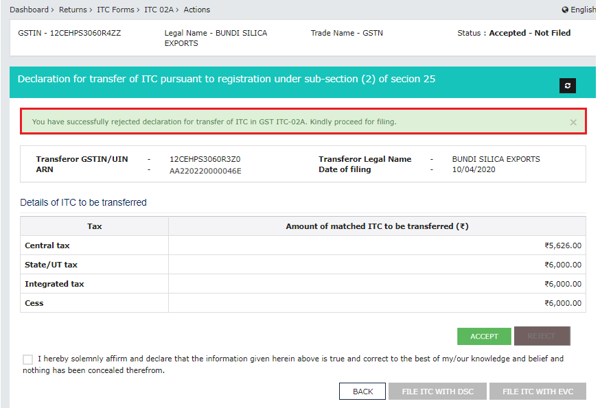 ITC 02A- How to transfer ITC to another GST registration?