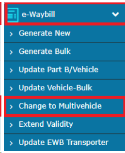 Multi Vehicle option in E-way Bill