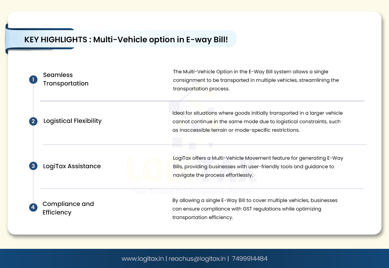 Multi Vehicle option in E-way Bill