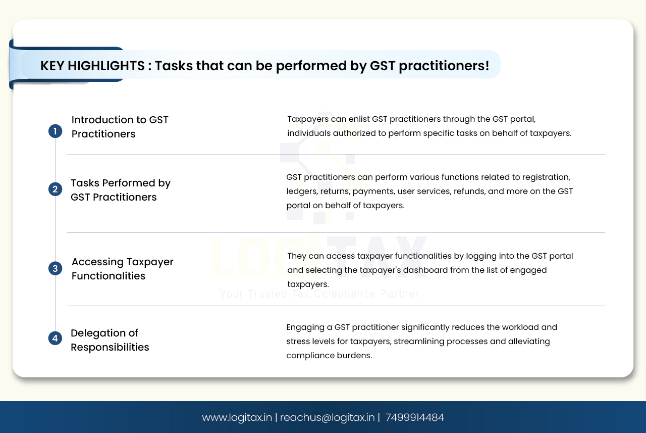 Tasks that can be performed by GST practitioners!